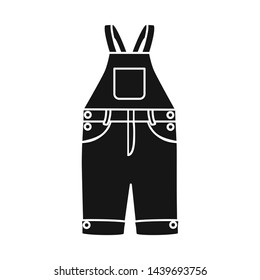 Isolated object of romper and toddler sign. Set of romper and suspenders stock symbol for web.