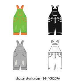 Isolated object of romper and toddler symbol. Collection of romper and suspenders stock symbol for web.