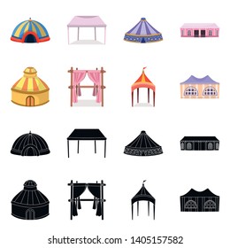 Isolated object of roof and folding logo. Collection of roof and architecture stock vector illustration.