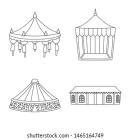 Isolated object of roof and folding logo. Collection of roof and architecture stock symbol for web.