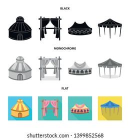 Isolated object of roof and folding sign. Set of roof and architecture stock symbol for web.