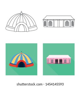 Isolated object of roof and folding sign. Set of roof and architecture stock vector illustration.