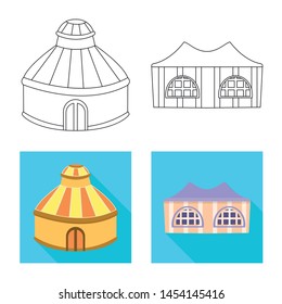 Isolated object of roof and folding symbol. Collection of roof and architecture vector icon for stock.