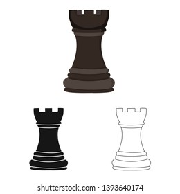 Isolated object of rook and black icon. Set of rook and tower stock symbol for web.