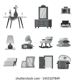 Isolated object of room and style sign. Set of room and equipment vector icon for stock.