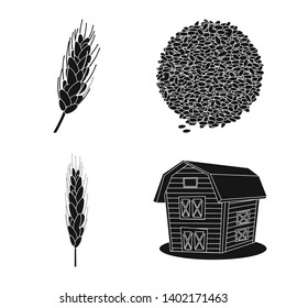 Isolated object of rye and plant  sign. Collection of rye and corn stock vector illustration.