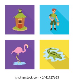 Isolated object of safari and animal sign. Collection of safari and fun stock symbol for web.