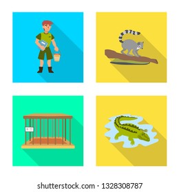 Isolated object of safari  and animal symbol. Set of safari  and fun  stock vector illustration.