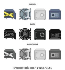 Isolated object of safe and open logo. Set of safe and container vector icon for stock.