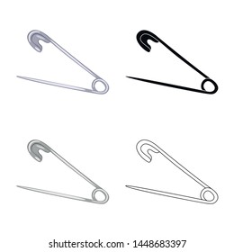 Isolated object of safety pin sign. Set of pin and needle stock vector illustration.