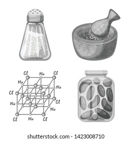 Isolated object of salt  and food icon. Set of salt  and mineral  vector icon for stock.