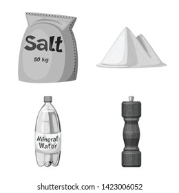 Isolated object of salt  and food sign. Set of salt  and mineral  stock vector illustration.