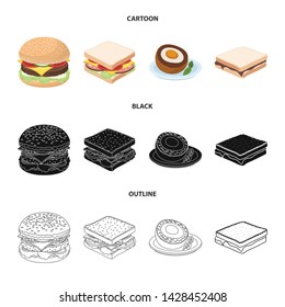 Isolated object of sandwich and wrap icon. Set of sandwich and lunch stock symbol for web.