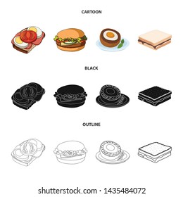 Isolated object of sandwich and wrap icon. Set of sandwich and lunch vector icon for stock.