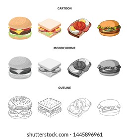 Isolated object of sandwich and wrap icon. Set of sandwich and lunch vector icon for stock.