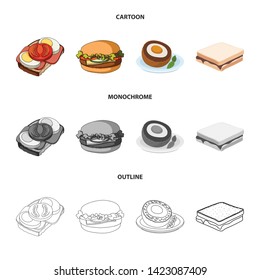 Isolated object of sandwich and wrap logo. Collection of sandwich and lunch vector icon for stock.