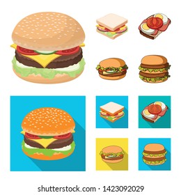 Isolated object of sandwich and wrap logo. Set of sandwich and lunch stock vector illustration.