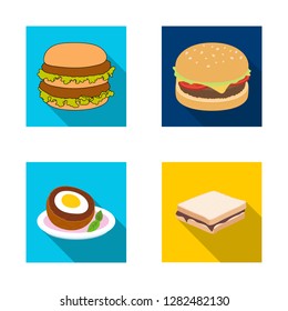 Isolated object of sandwich and wrap sign. Set of sandwich and lunch stock symbol for web.