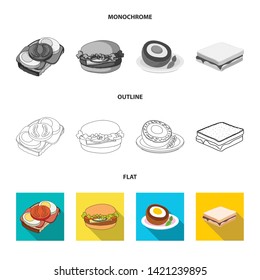 Isolated object of sandwich and wrap sign. Collection of sandwich and lunch stock vector illustration.