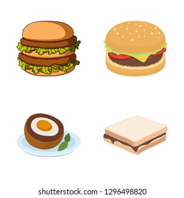 Isolated object of sandwich and wrap symbol. Set of sandwich and lunch vector icon for stock.