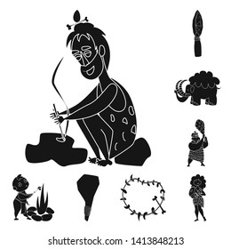 Isolated object of sapiens and development  sign. Collection of sapiens and age stock symbol for web.