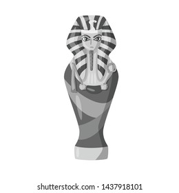 Isolated object of sarcophagus and pharaoh icon. Collection of sarcophagus and tomb vector icon for stock.