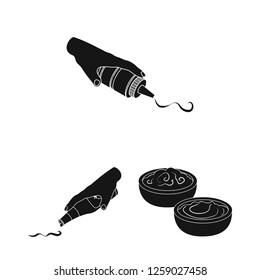 Isolated object of sauce and condiment icon. Set of sauce and bowl vector icon for stock.