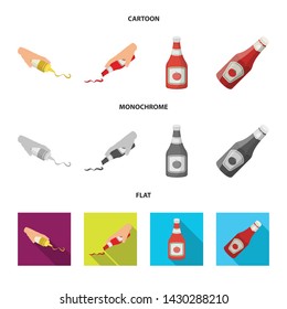 Isolated object of sauce and condiment symbol. Set of sauce and bowl stock vector illustration.