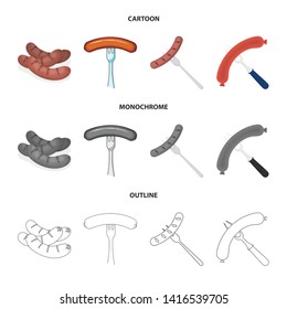 Isolated object of sausage and party icon. Set of sausage and german  vector icon for stock.