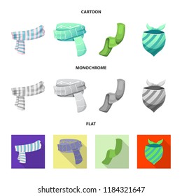 Isolated object of scarf and shawl. Collection of scarf and accessory vector icon for stock.