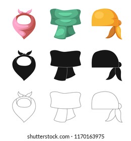 Isolated object of scarf and shawl icon. Collection of scarf and accessory stock vector illustration.