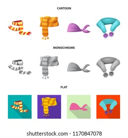 Isolated object of scarf and shawl icon. Set of scarf and accessory stock vector illustration.