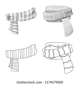 Isolated object of scarf and shawl icon. Collection of scarf and accessory stock symbol for web.