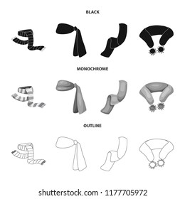 Isolated object of scarf and shawl icon. Collection of scarf and accessory stock vector illustration.