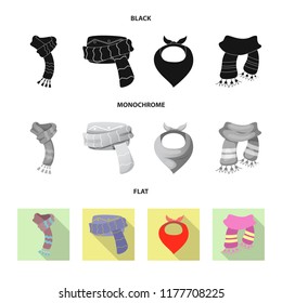 Isolated object of scarf and shawl icon. Set of scarf and accessory stock vector illustration.