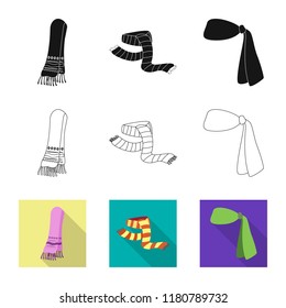Isolated object of scarf and shawl icon. Set of scarf and accessory stock symbol for web.