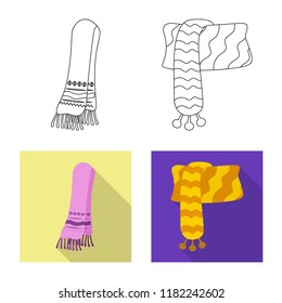 Isolated object of scarf and shawl icon. Collection of scarf and accessory stock symbol for web.