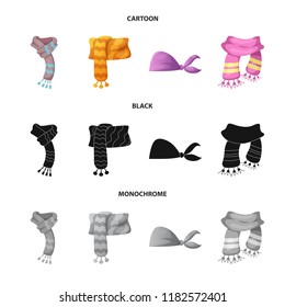 Isolated object of scarf and shawl icon. Collection of scarf and accessory vector icon for stock.