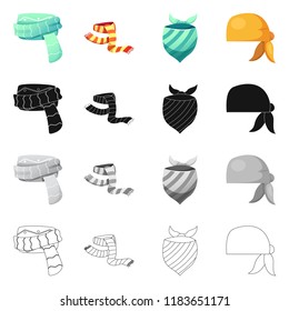 Isolated object of scarf and shawl icon. Collection of scarf and accessory stock vector illustration.