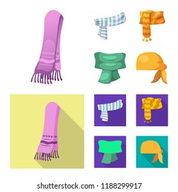 Isolated object of scarf and shawl icon. Set of scarf and accessory stock vector illustration.