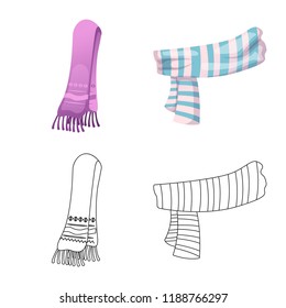Isolated object of scarf and shawl icon. Collection of scarf and accessory vector icon for stock.