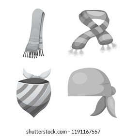 Isolated object of scarf and shawl icon. Set of scarf and accessory vector icon for stock.