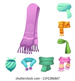 Isolated object of scarf and shawl icon. Collection of scarf and accessory vector icon for stock.