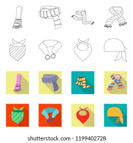 Isolated object of scarf and shawl icon. Collection of scarf and accessory vector icon for stock.