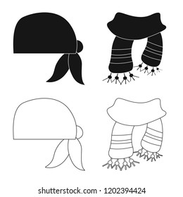 Isolated object of scarf and shawl icon. Set of scarf and accessory stock vector illustration.