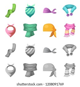 Isolated object of scarf and shawl icon. Collection of scarf and accessory vector icon for stock.
