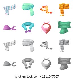 Isolated object of scarf and shawl icon. Collection of scarf and accessory vector icon for stock.