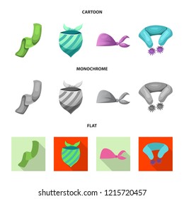 Isolated object of scarf and shawl icon. Collection of scarf and accessory vector icon for stock.