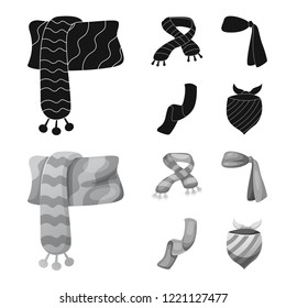 Isolated object of scarf and shawl icon. Collection of scarf and accessory vector icon for stock.