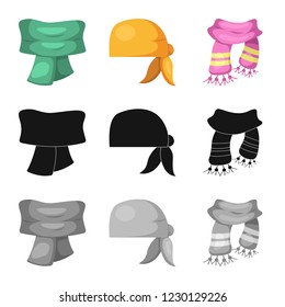 Isolated object of scarf and shawl icon. Set of scarf and accessory stock symbol for web.